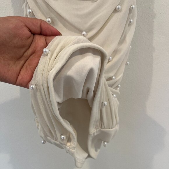 Windsor Faux Pearl Mini White Dress SZ. S - Picture 7 of 10